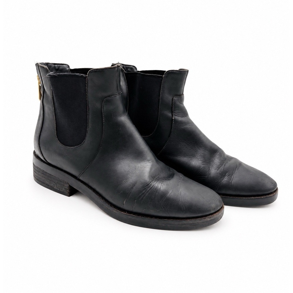 Cole Haan Reid Women's 9B Black Leather Chelsea Ankle Boots Back Zip W22340